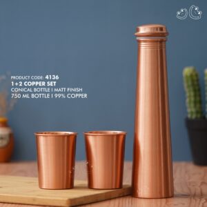 PNI-4136 Conical Matt Finish 1+2 Copper Bottle Set