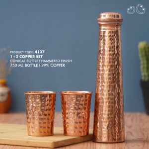 PNI-4137 Conical Hammered Finish 1+2 Copper Bottle Set
