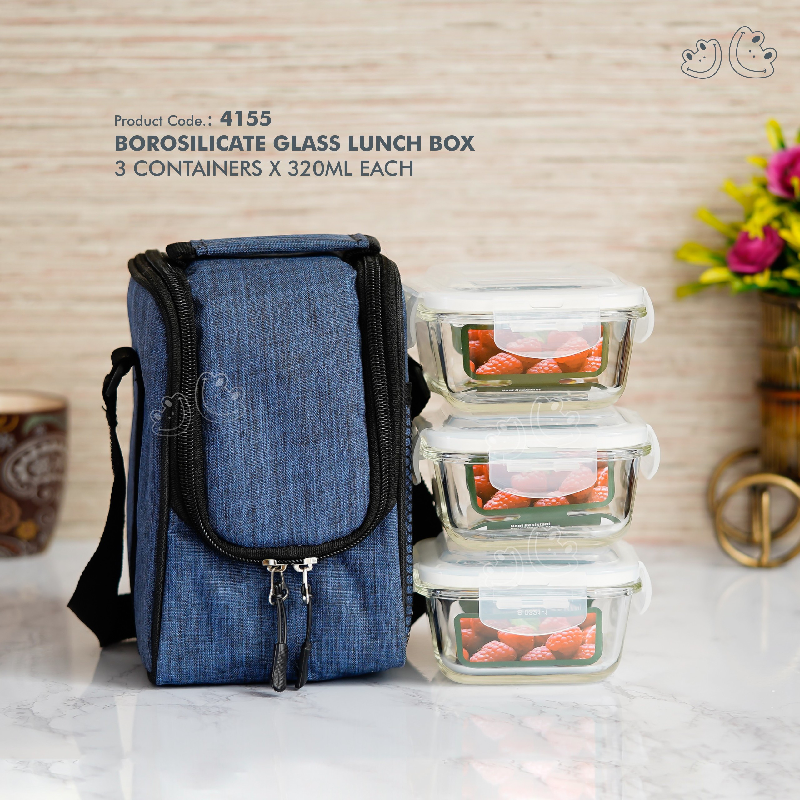 PNI-4155 Borosilicate Glass Lunch Box Set