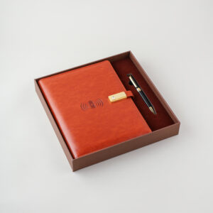 PNV- 7 Folder with 10000 mAh Power Bank, 16 Gb USB, Metal Pen & Wireless Charger